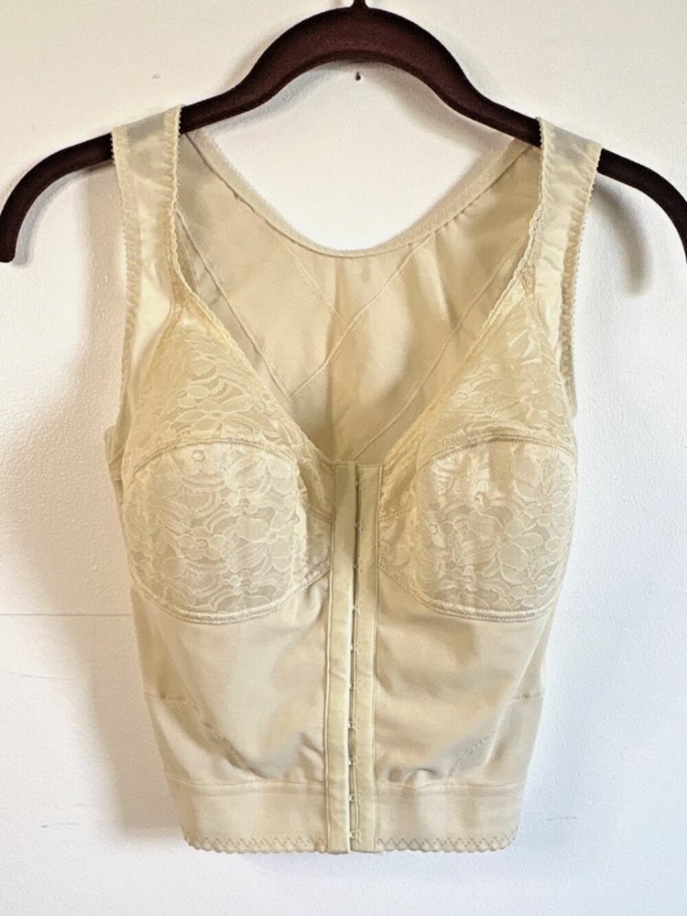 Carnival Front Closure Beige Corset Shapewear Longline Bra Size 34DD